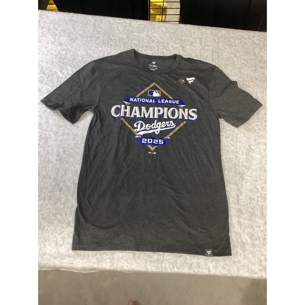 Fanatics Los Angeles Dodgers National League Champions 2025 Gray T-Shirt Mens S